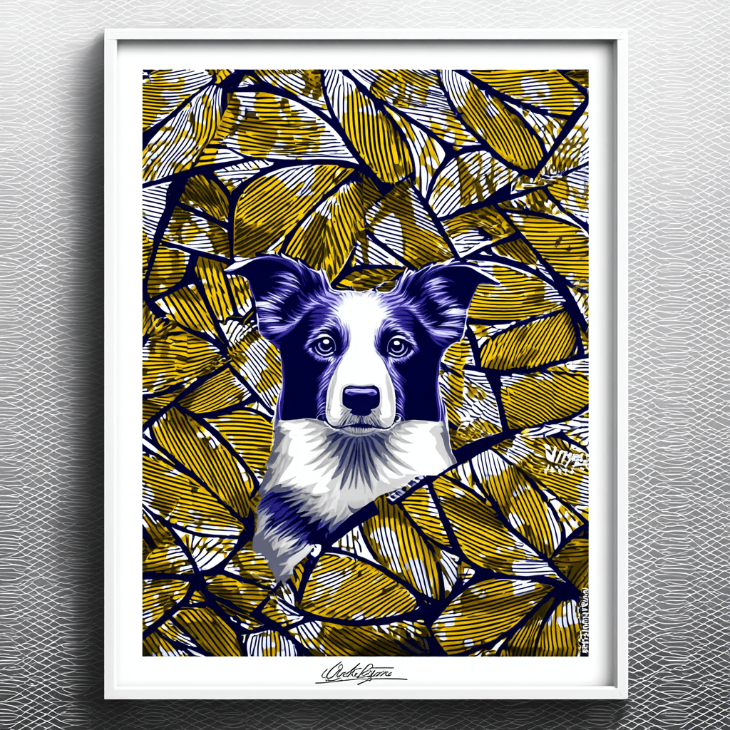 African wax print pattern poster pet portrait example