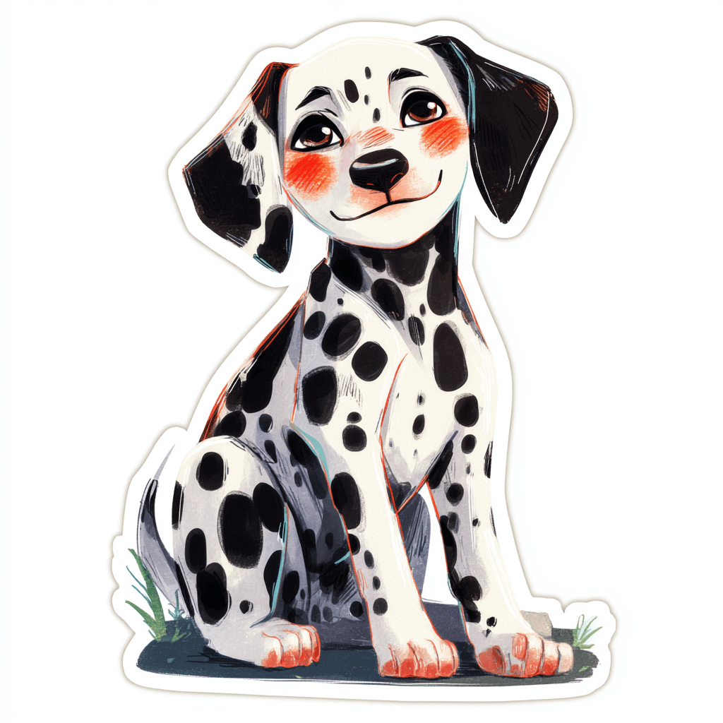 Chibi sticker style pet portrait example