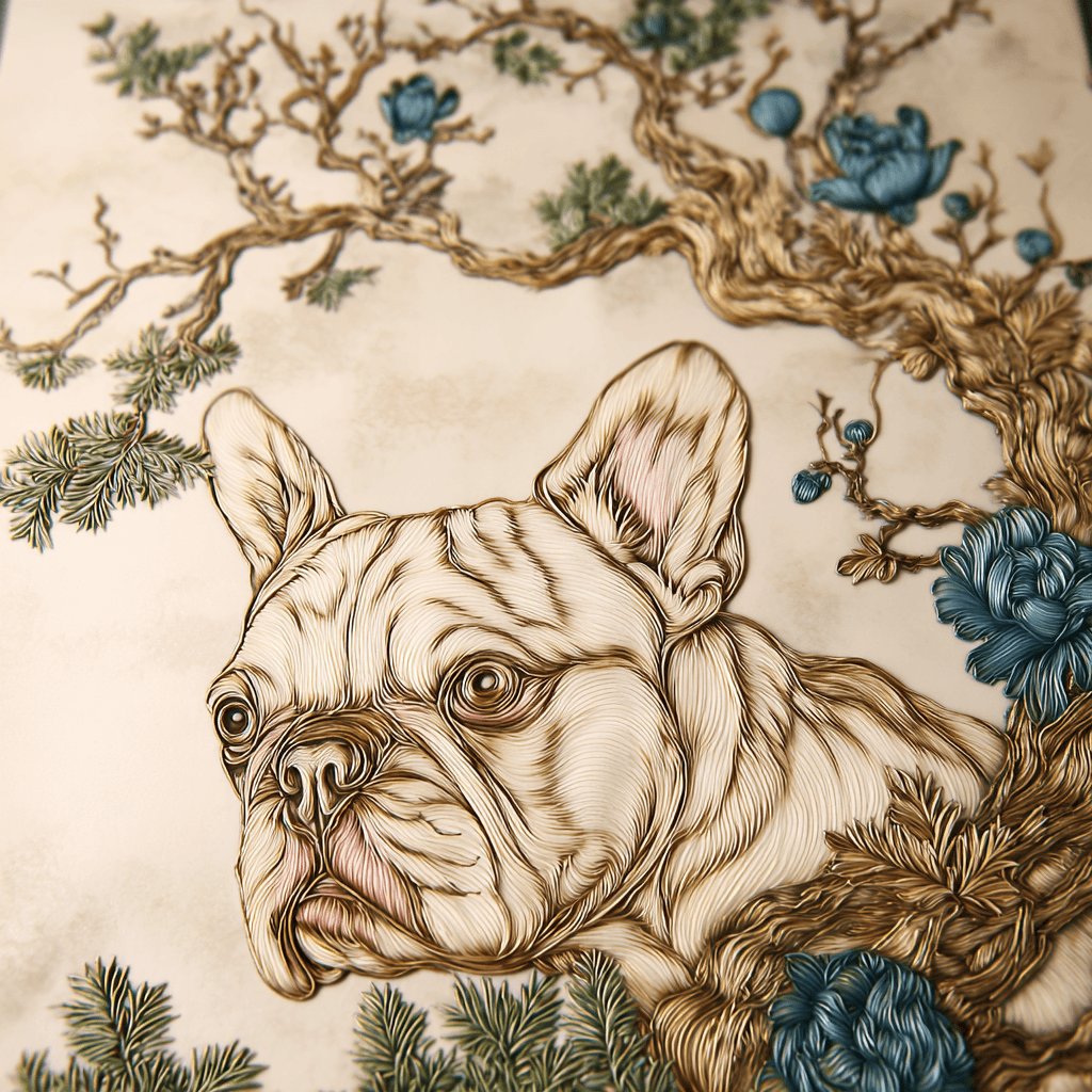 Traditional Chinese gongbi linework pet portrait example