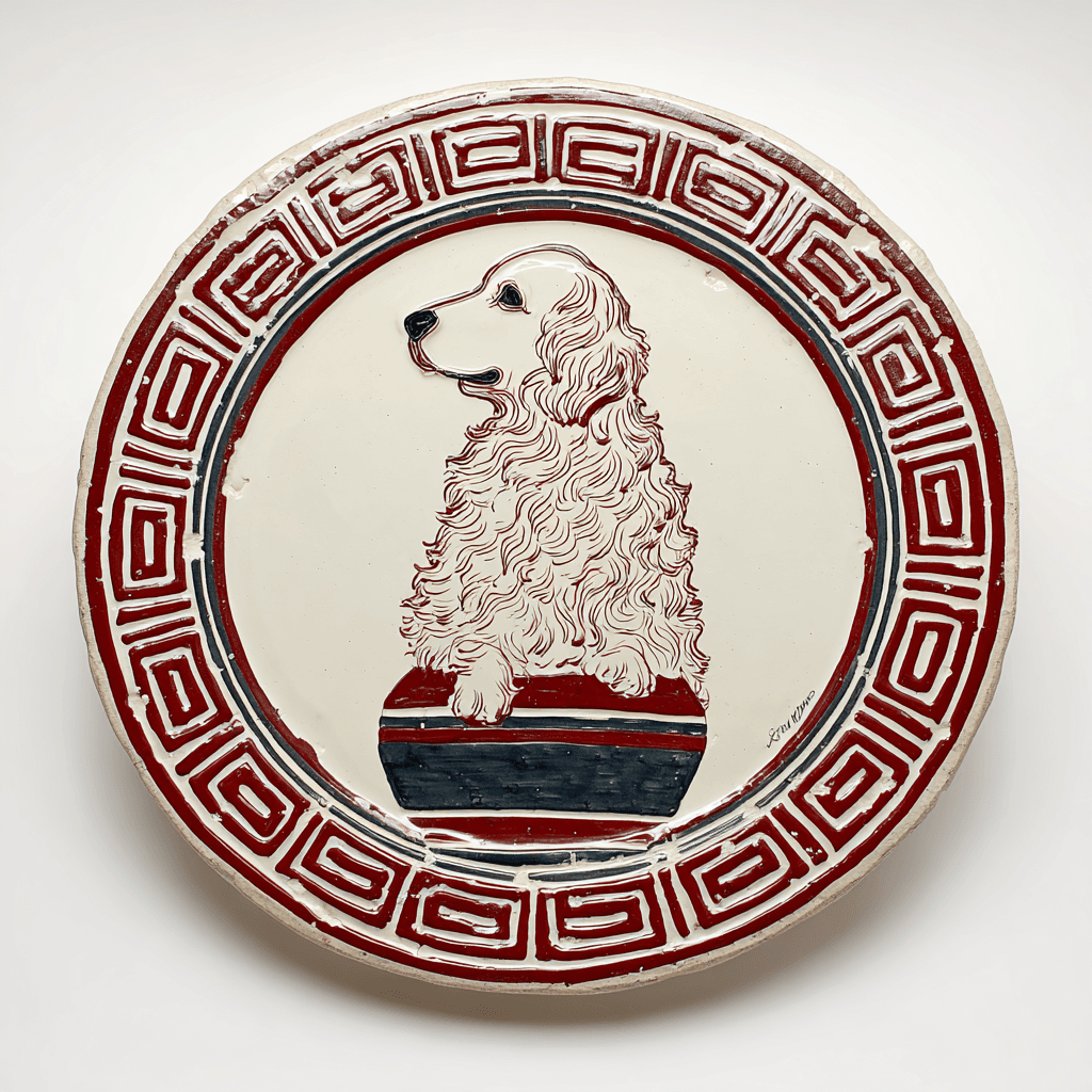 Greek red‑figure pottery motif pet portrait example