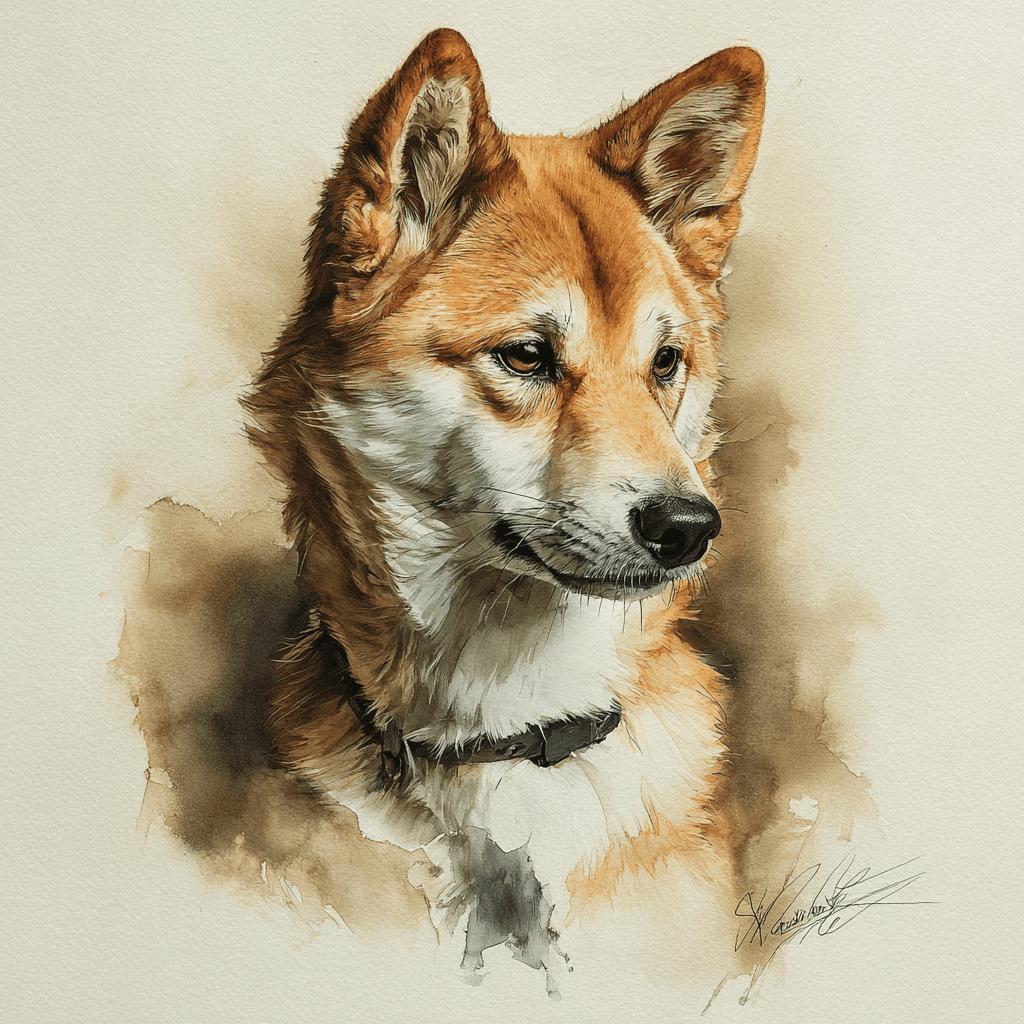Sumi‑e ink wash pet portrait example