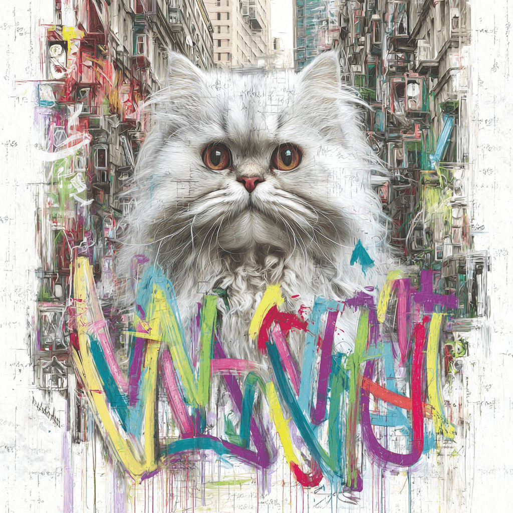 Graffiti wildstyle lettering (as background motif) pet portrait example